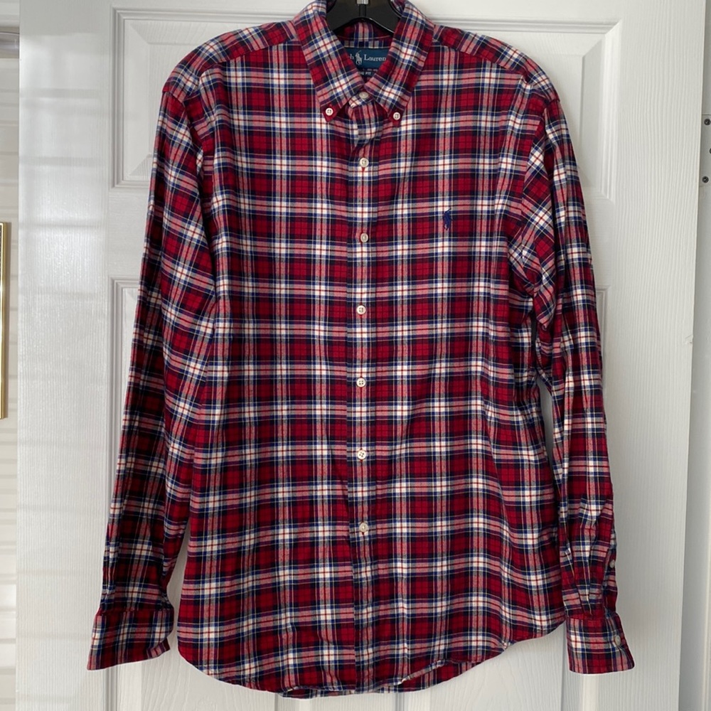 Men’s Polo Ralph Lauren 100% cotton plaid button down, size L